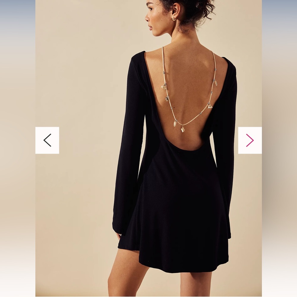 Free People Longsleeve black dress open back NEW